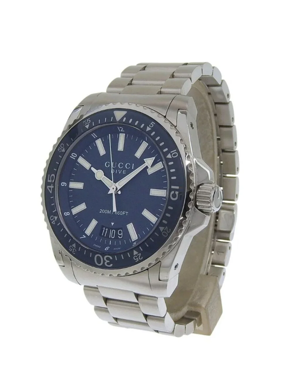 Gucci Dive 136.2 Stainless Steel Quartz Analog Display Navy Dial Watch